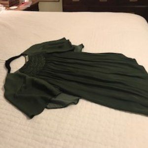 Halston Dark Green Silk Blouse